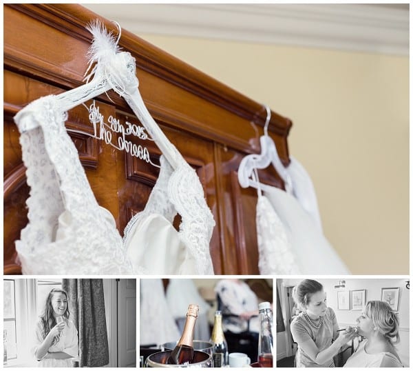 Bridal gown on hanger