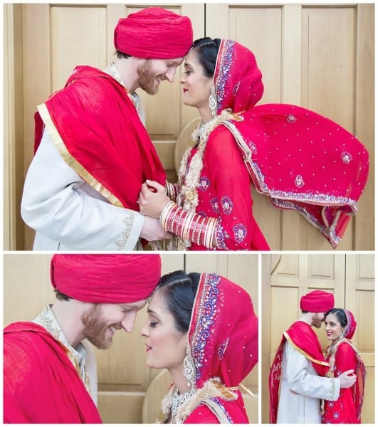close up of bride and groom