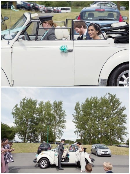 bride and groom arriving
