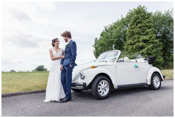 bride and groom with beetle