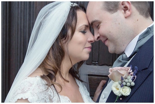 close up of bride and groom