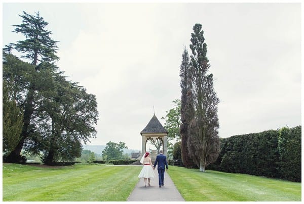Bride and Groom walking around ellenborough park
